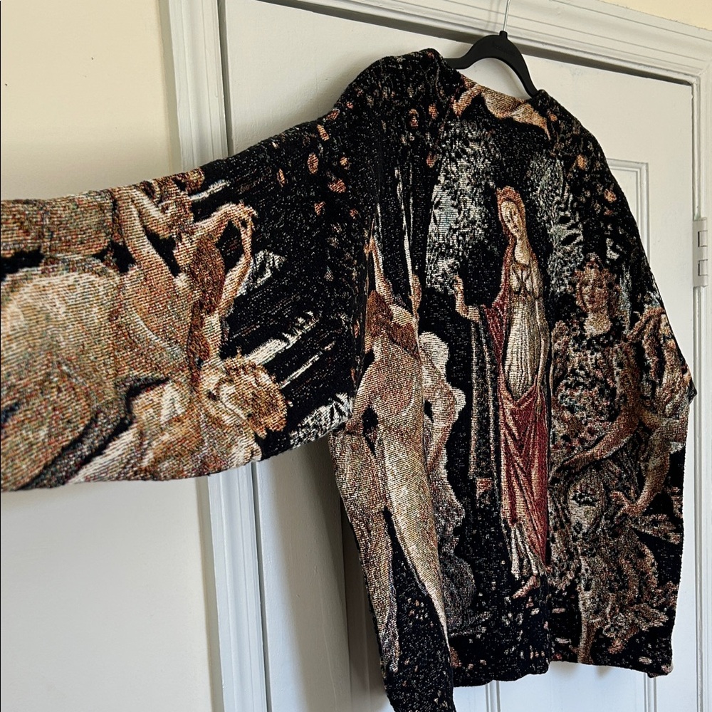 Knitwrth Botticelli Black Multicolor Tapestry-Style Crewneck Sweater - Picture 3 of 4